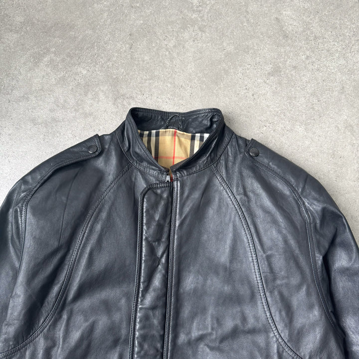 Burberry's Leather Bomber Jacket Black Men's M
