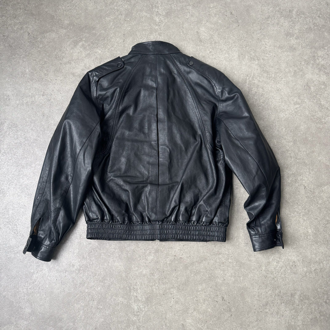 Burberry's Leather Bomber Jacket Black Men's M