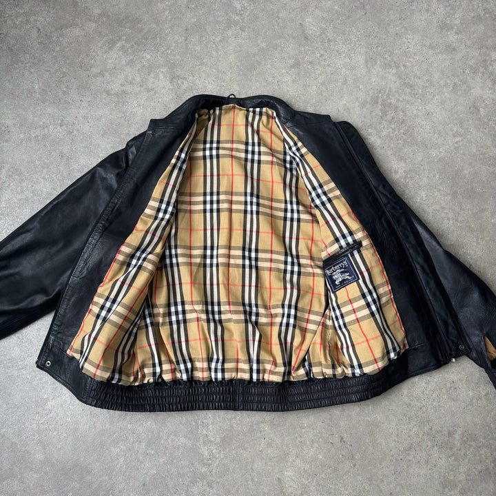 Burberry's Leather Bomber Jacket Black Men's M