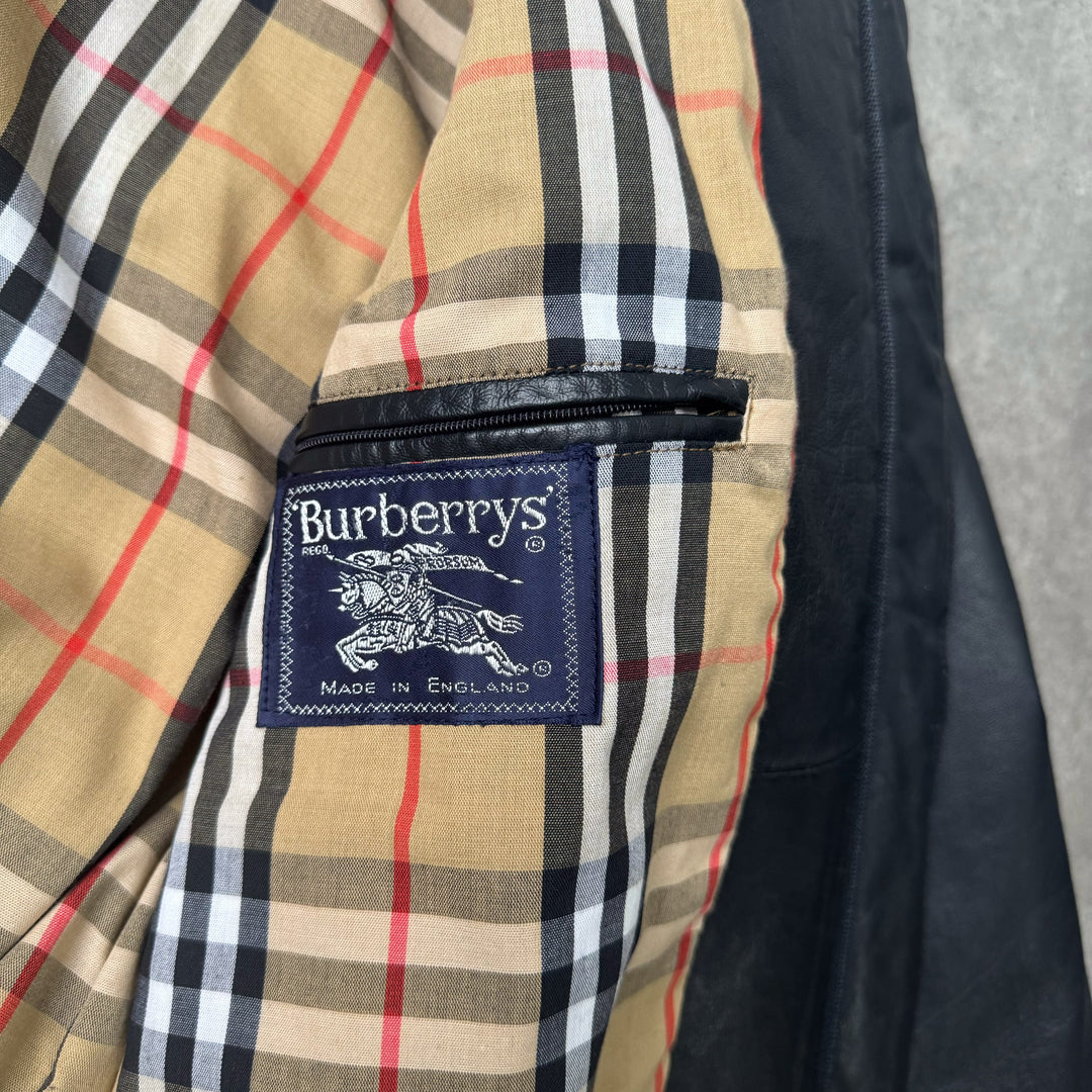 Burberry's Leather Bomber Jacket Black Men's M