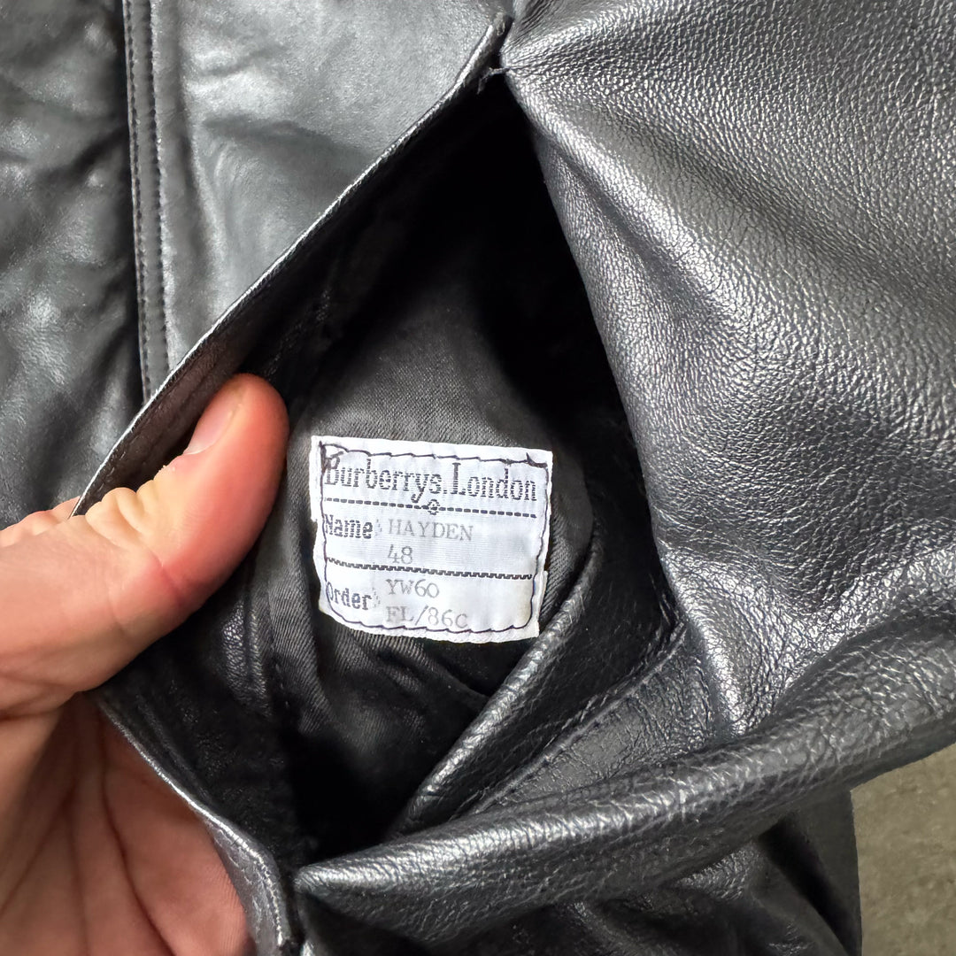 Burberry's Leather Bomber Jacket Black Men's M
