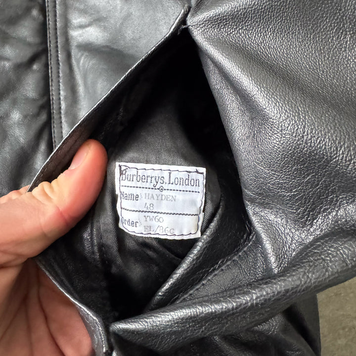 Burberry's Leather Bomber Jacket Black Men's M