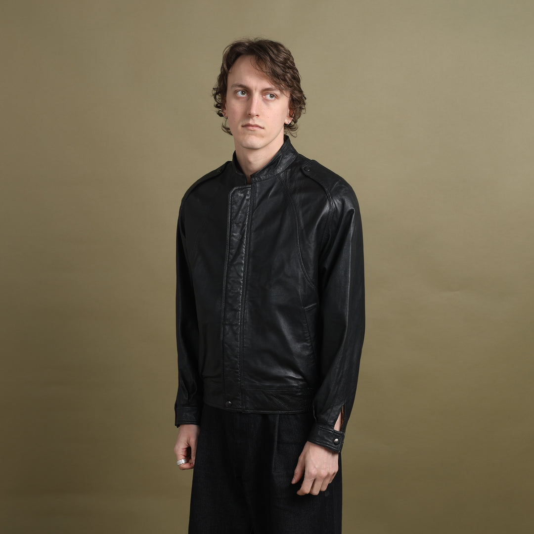 Burberry's Leather Bomber Jacket Black Men's M