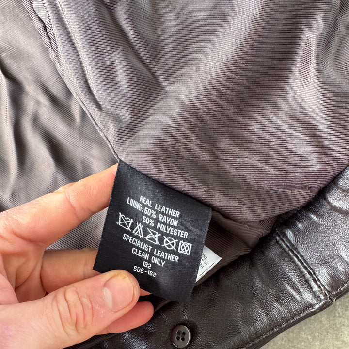 Balmain Leather Bomber Jacket Brown Men's L