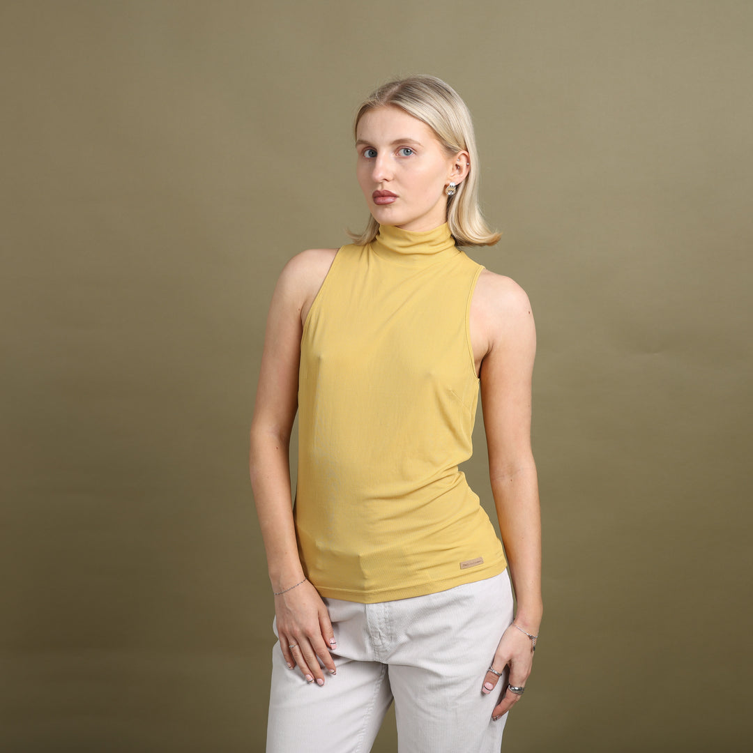 Dolce & Gabbana Sleeveless Turtleneck Top Yellow Women's UK 10