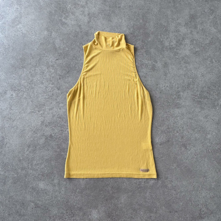 Dolce & Gabbana Sleeveless Turtleneck Top Yellow Women's UK 10