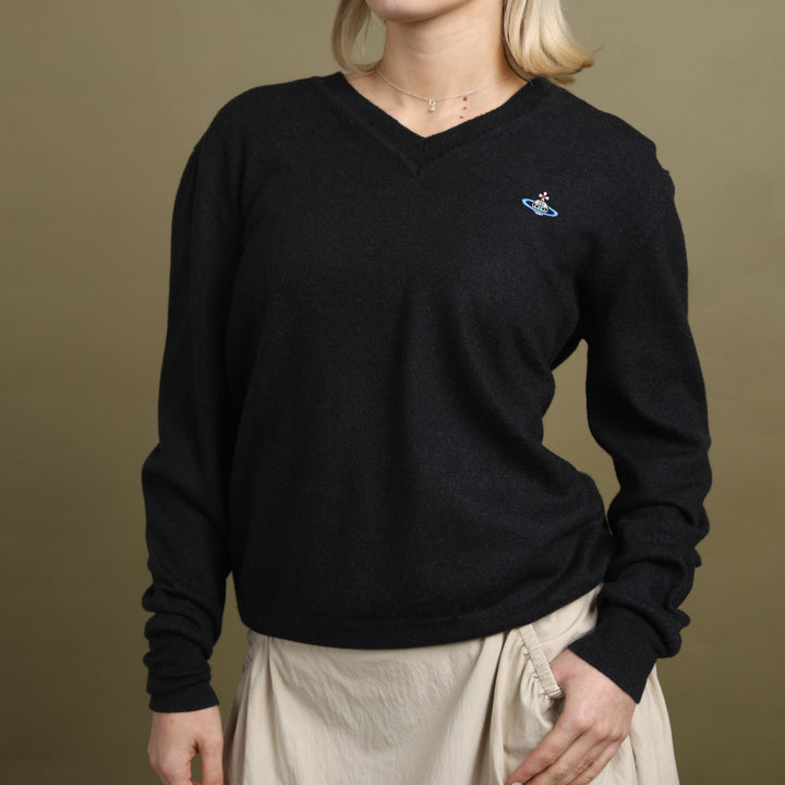 Vivienne Westwood V-Neck Jumper Black Women's M