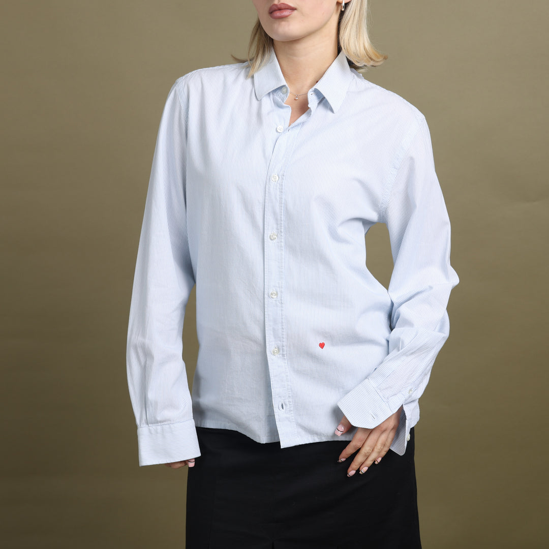 Moschino Dress Shirt White & Blue Women's S