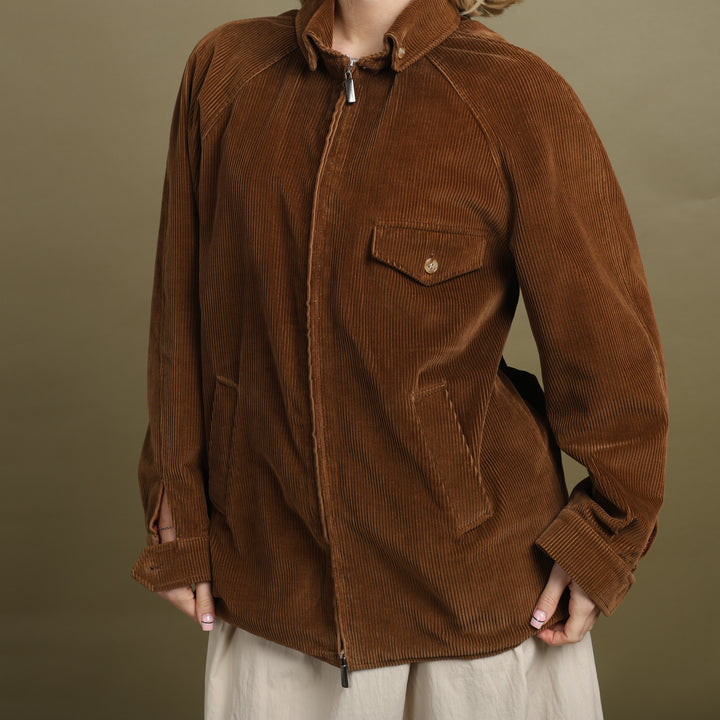 Aquascutum Cord Harrington Jacket Brown Women's UK 14