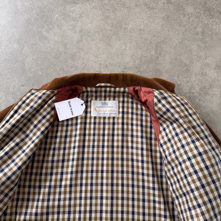 Aquascutum Cord Harrington Jacket Brown Women's UK 14