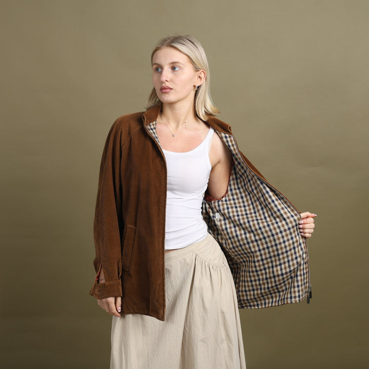Aquascutum Cord Harrington Jacket Brown Women's UK 14