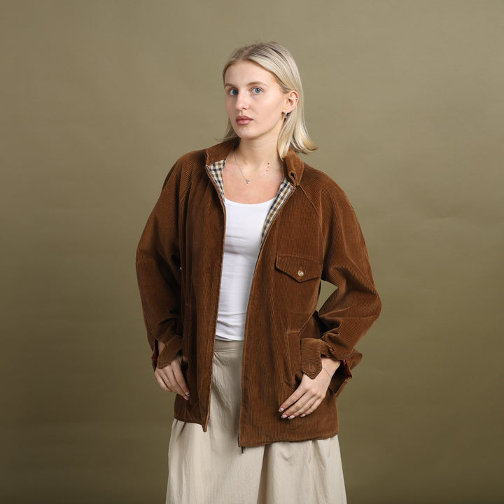 Aquascutum Cord Harrington Jacket Brown Women's UK 14