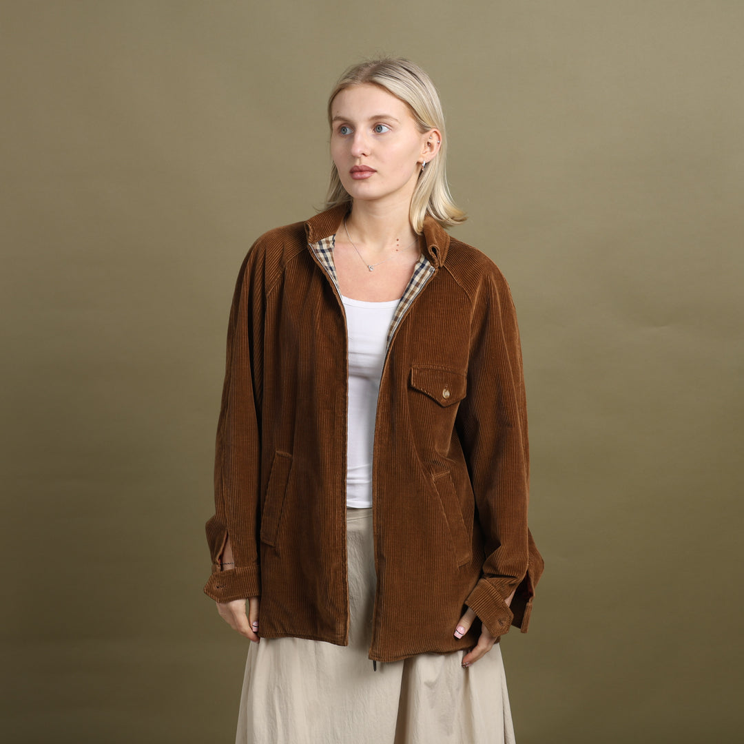 Aquascutum Cord Harrington Jacket Brown Women's UK 14