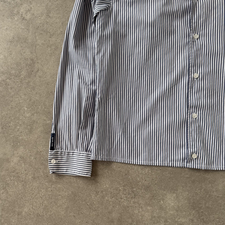 Armani Jeans Dress Shirt White & Navy Blue Men's M