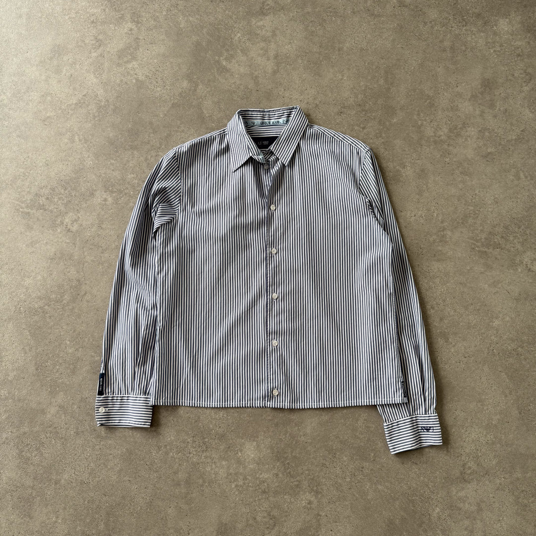 Armani Jeans Dress Shirt White & Navy Blue Men's M