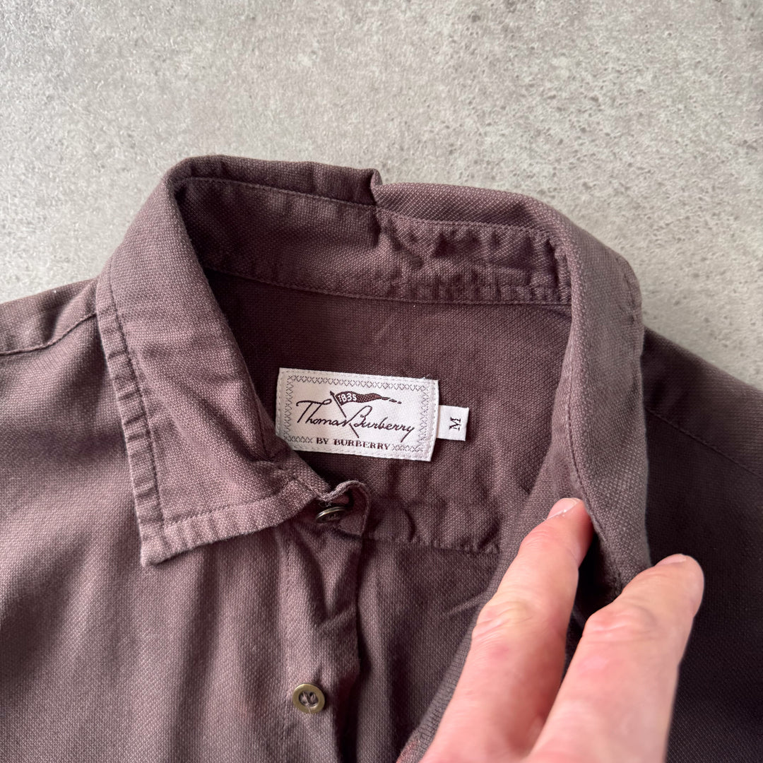 Thomas Burberry Oxford Shirt Brown Women's UK 10