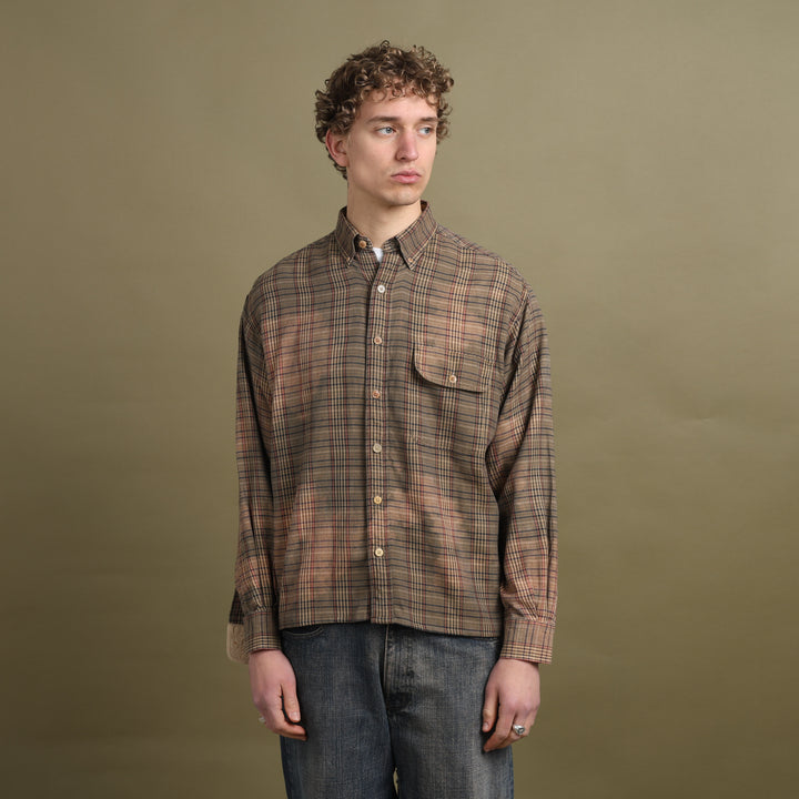 Orvis Flannel Shirt Brown Men's M