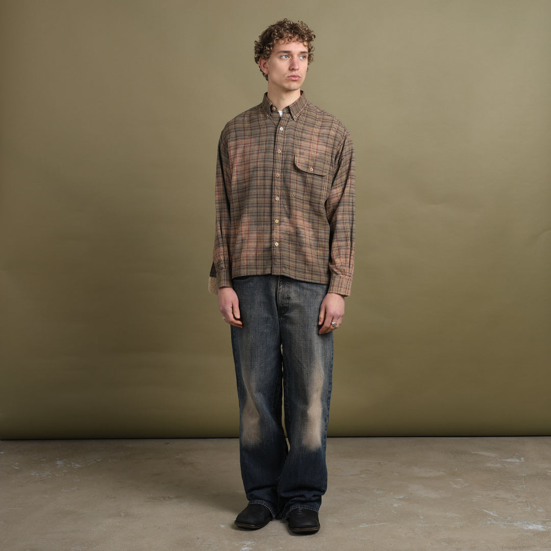 Orvis Flannel Shirt Brown Men's M