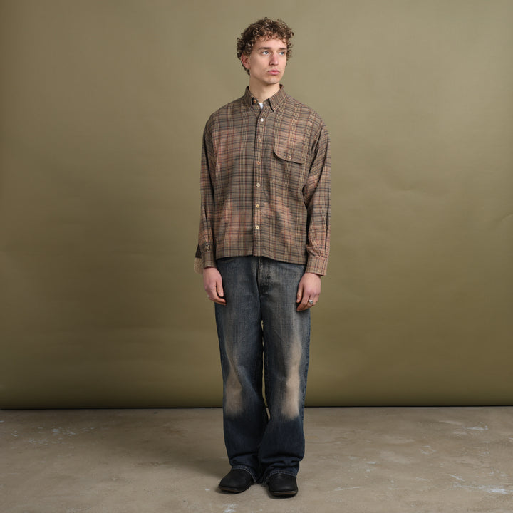 Orvis Flannel Shirt Brown Men's M