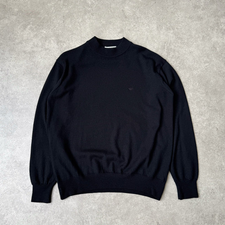 Emporio Armani Mock Neck Jumper Black Men's M