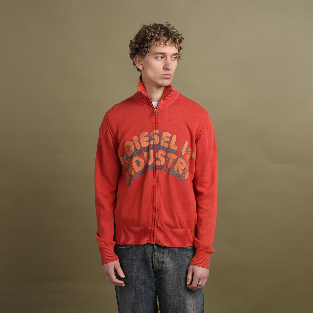 Diesel Full Zip Jumper Coral Red Men's M
