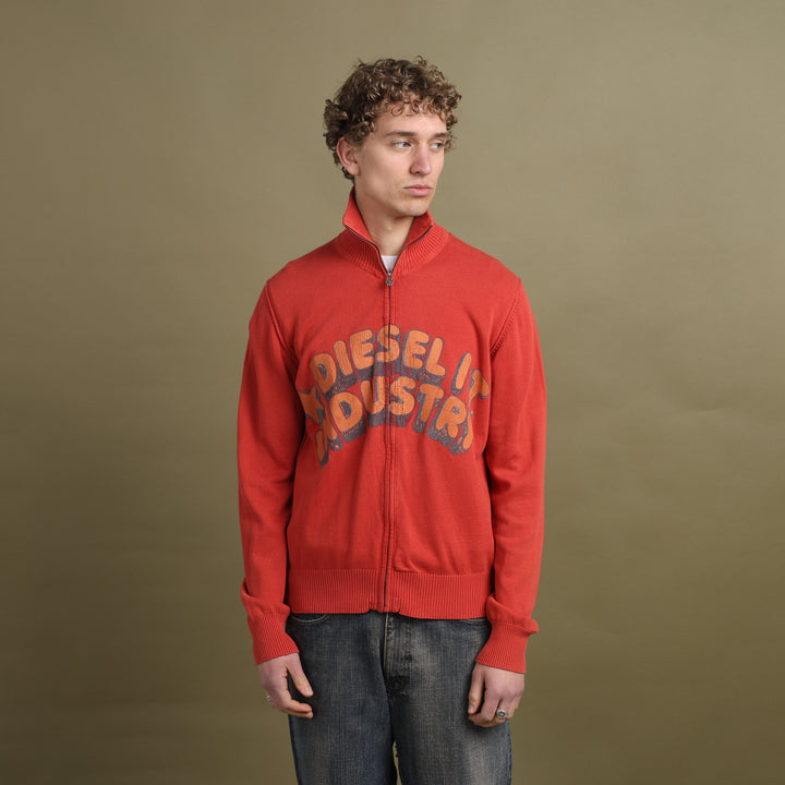 Diesel Full Zip Jumper Coral Red Men's M
