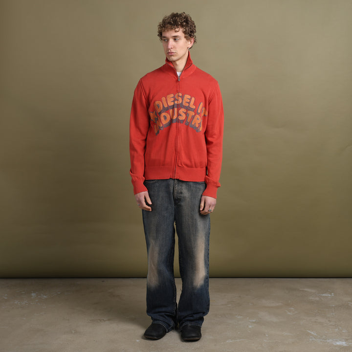 Diesel Full Zip Jumper Coral Red Men's M