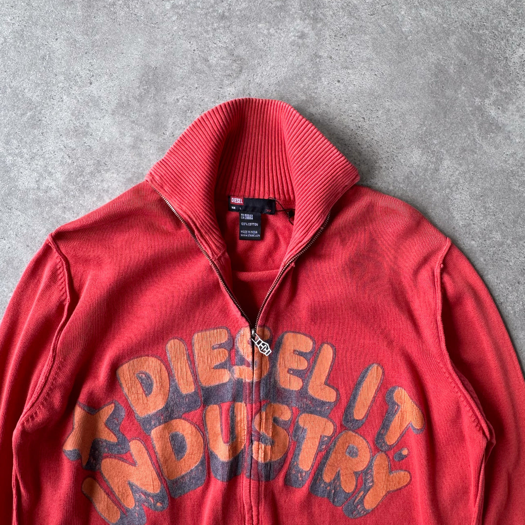 Diesel Full Zip Jumper Coral Red Men's M
