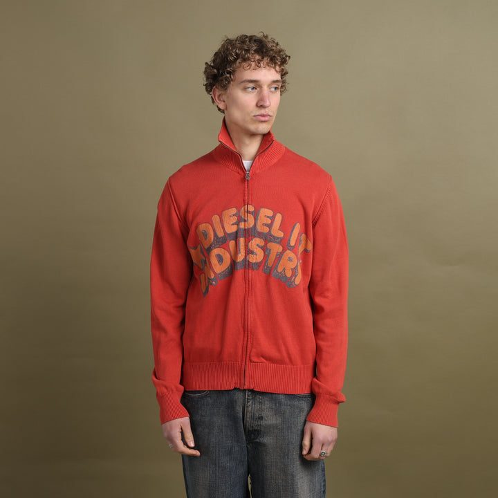 Diesel Full Zip Jumper Coral Red Men's M