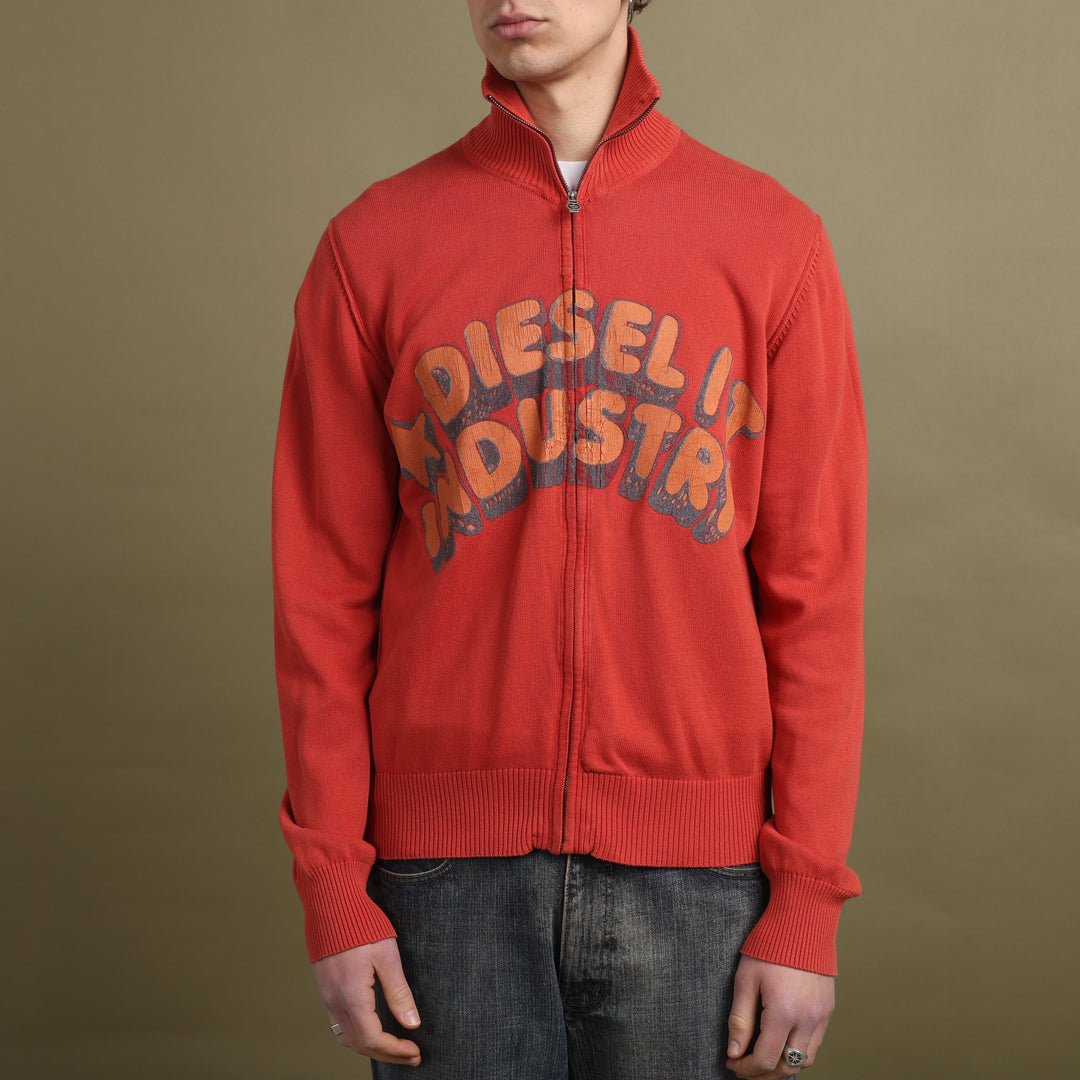 Diesel Full Zip Jumper Coral Red Men's M