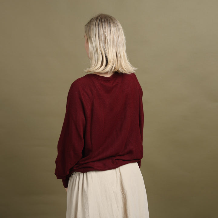 Christian Dior V-Neck Jumper Burgundy Women's XL