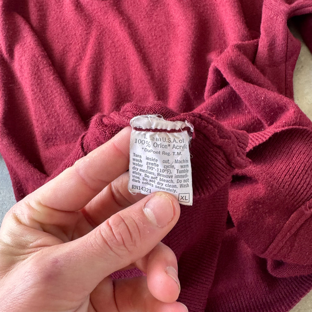 Christian Dior V-Neck Jumper Burgundy Women's XL