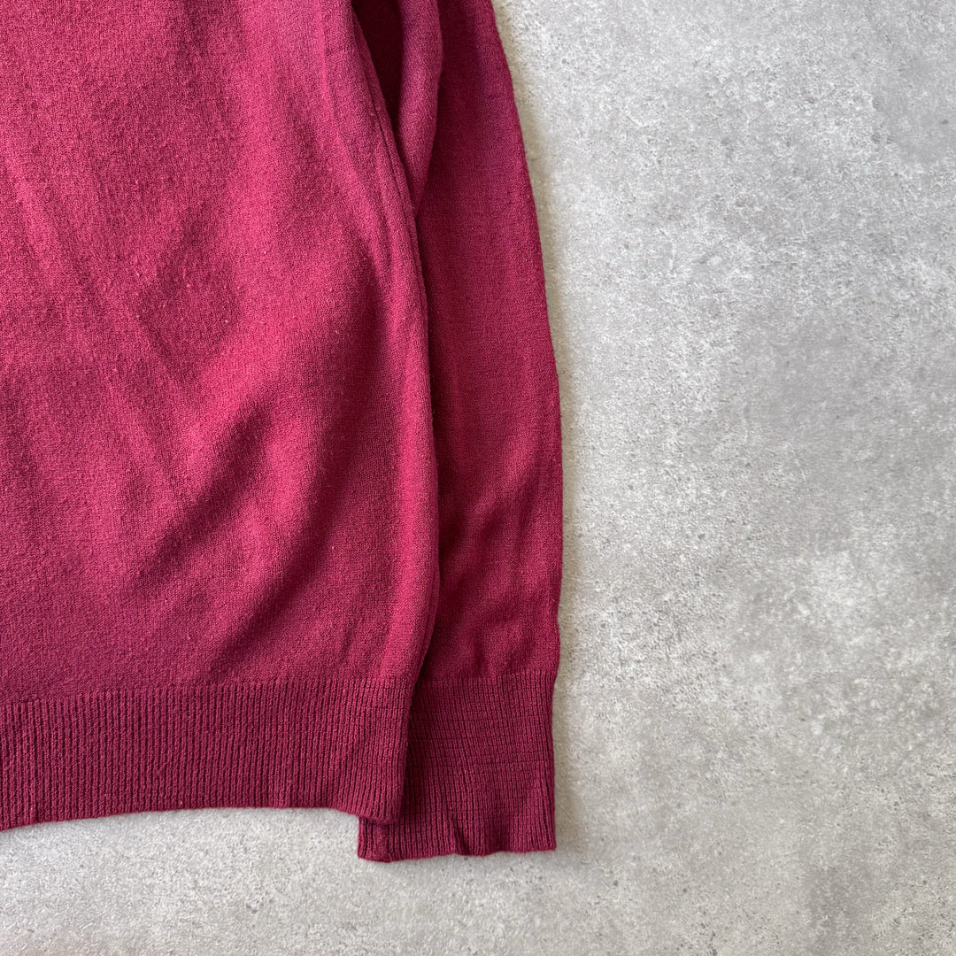 Christian Dior V-Neck Jumper Burgundy Women's XL