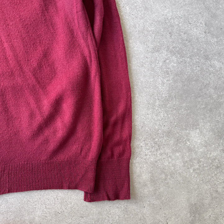 Christian Dior V-Neck Jumper Burgundy Women's XL