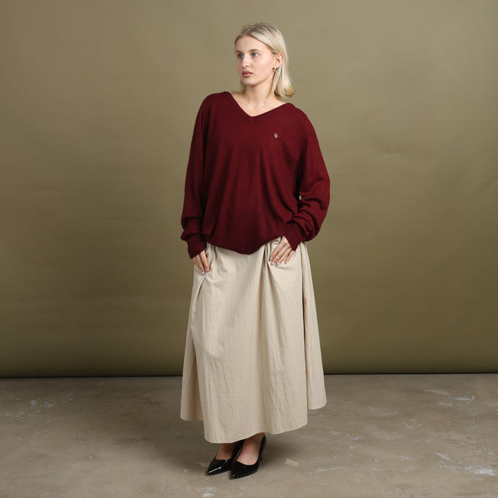 Christian Dior V-Neck Jumper Burgundy Women's XL