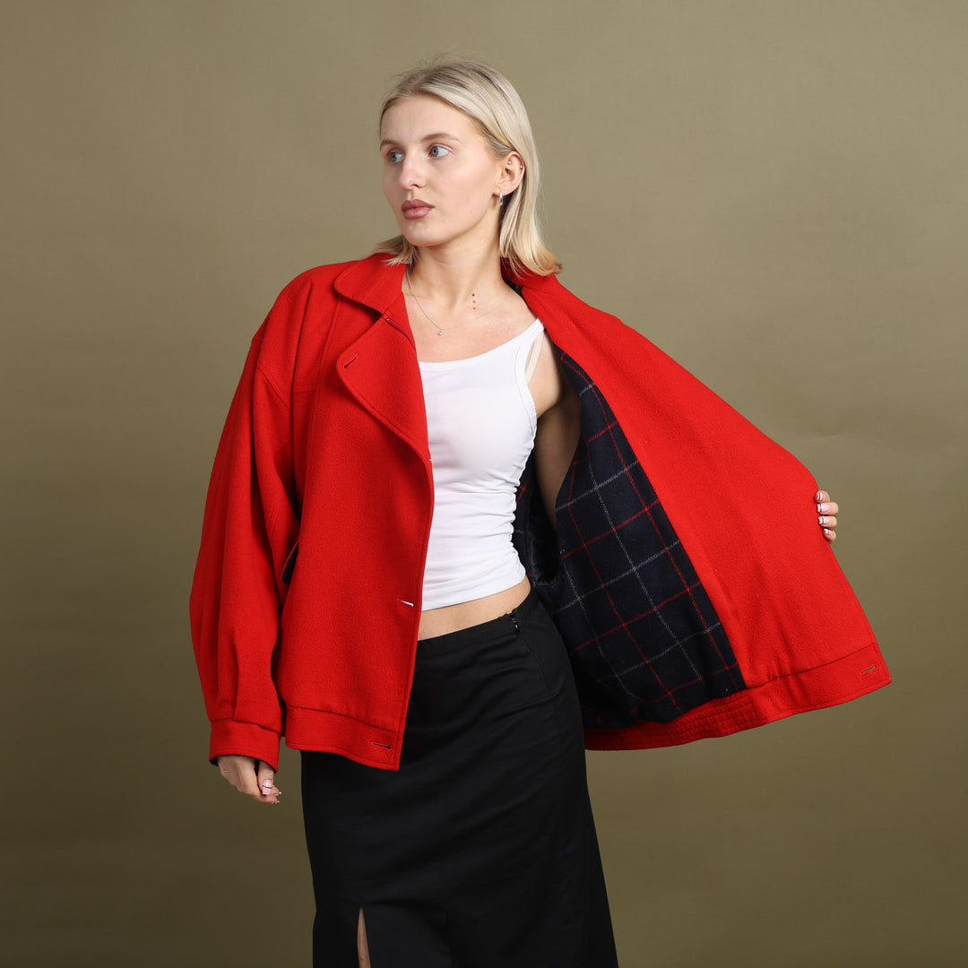 Burberry's Bomber Jacket Red Women's UK 14