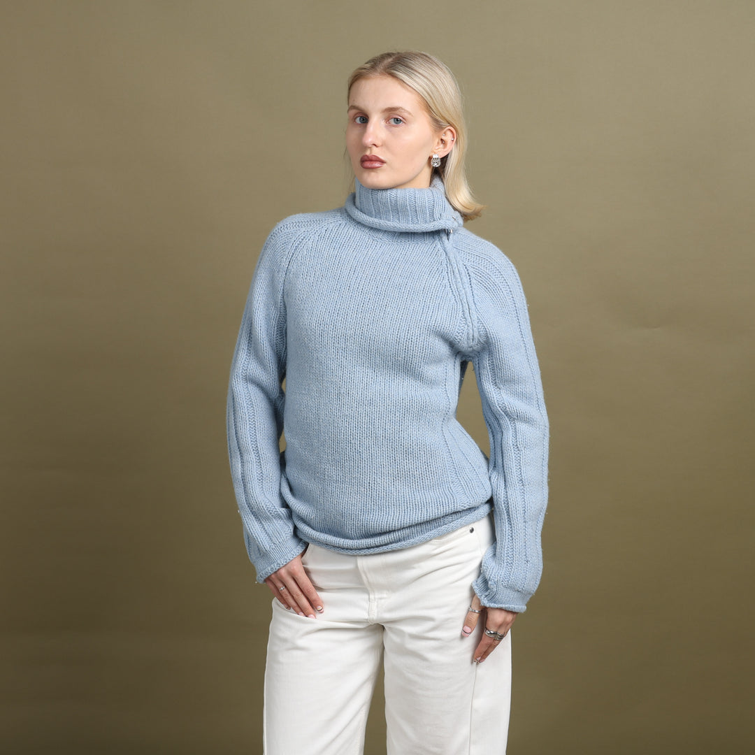 United Colors of Benetton Turtleneck Jumper Baby Blue Women's UK 10