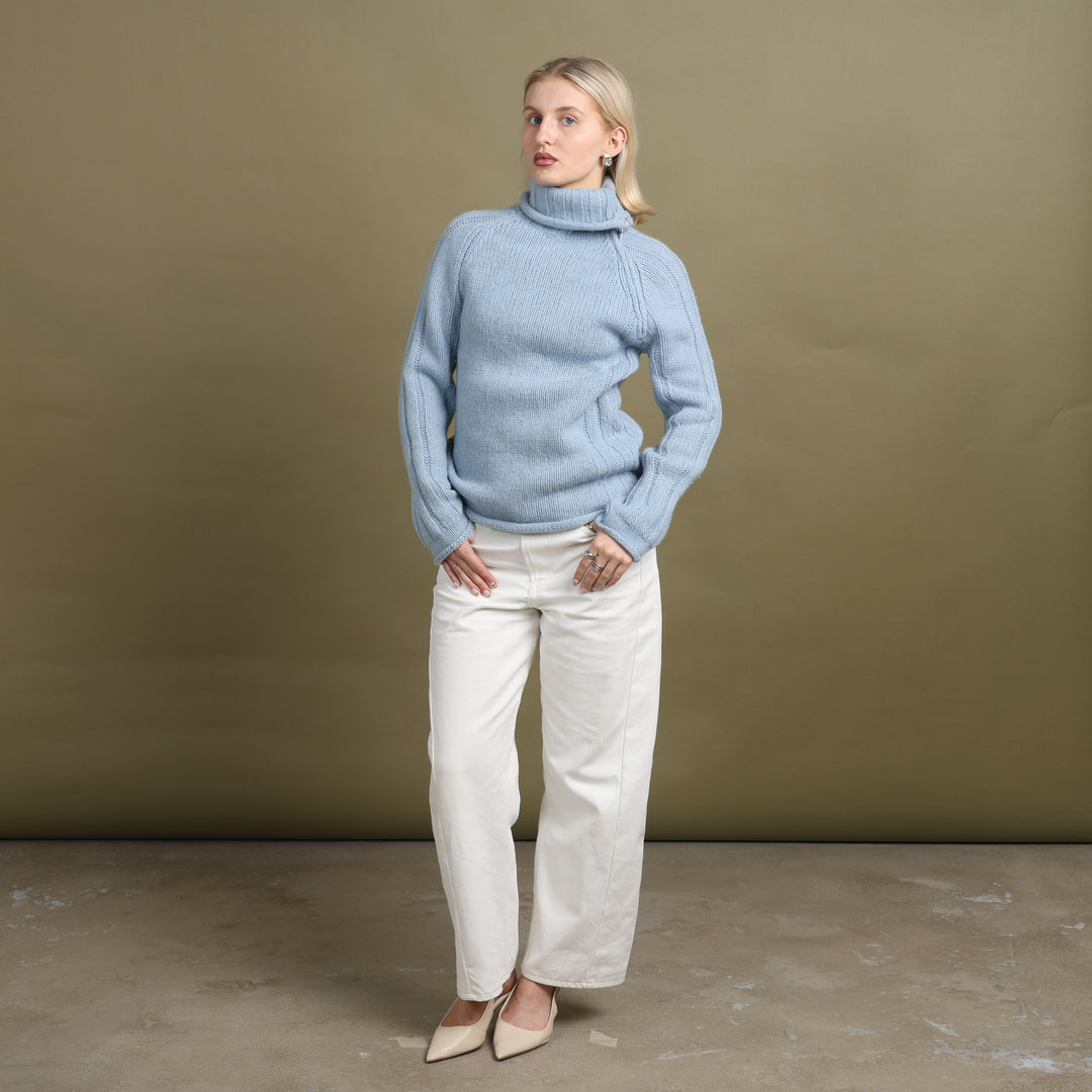 United Colors of Benetton Turtleneck Jumper Baby Blue Women's UK 10