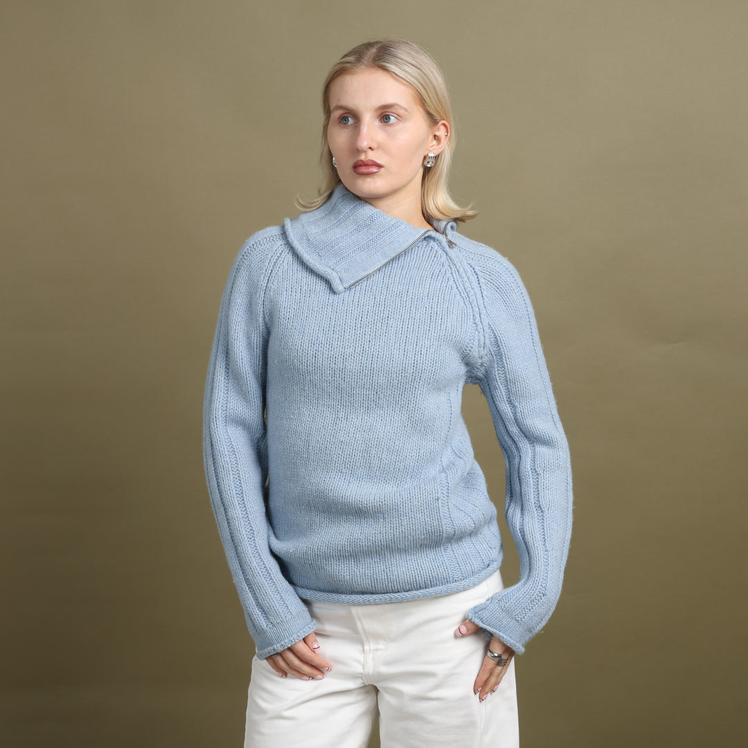 United Colors of Benetton Turtleneck Jumper Baby Blue Women's UK 10