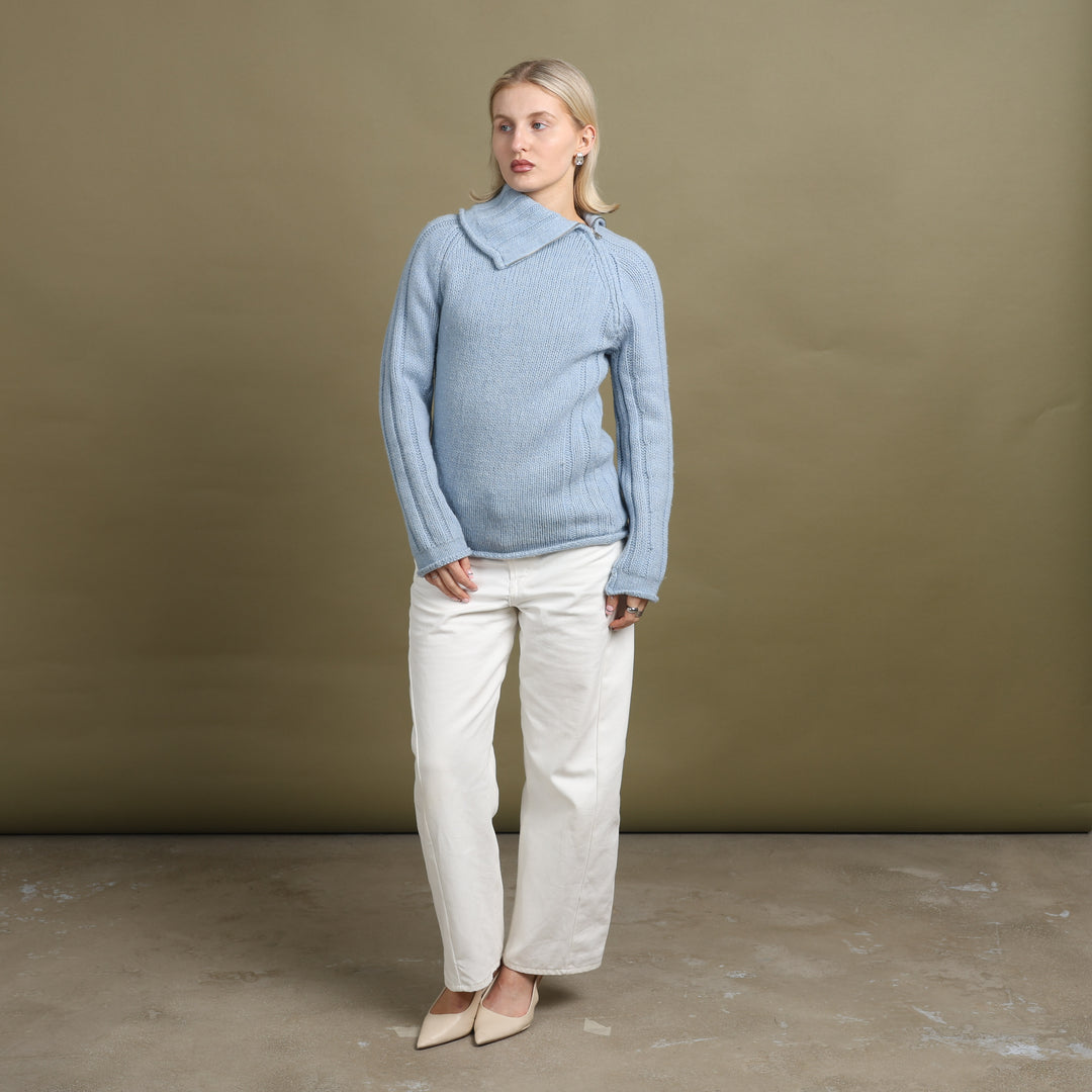 United Colors of Benetton Turtleneck Jumper Baby Blue Women's UK 10