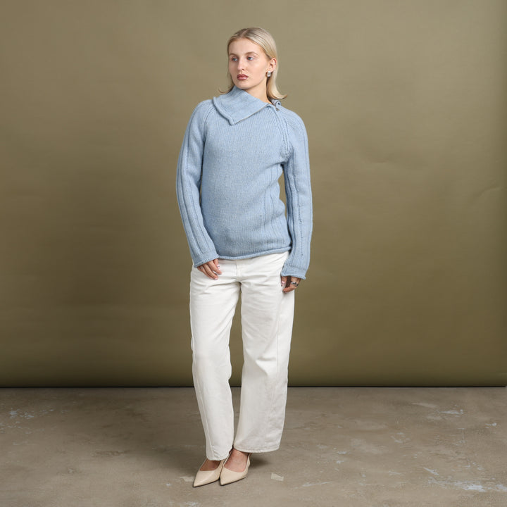 United Colors of Benetton Turtleneck Jumper Baby Blue Women's UK 10