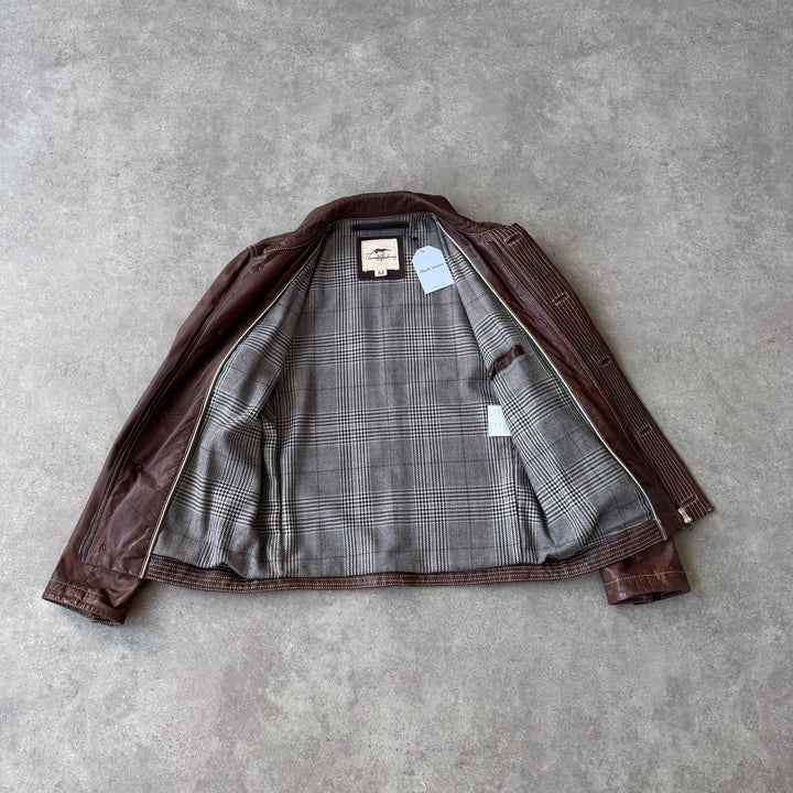 Thomas Burberry Leather Bomber Jacket Brown Men's M