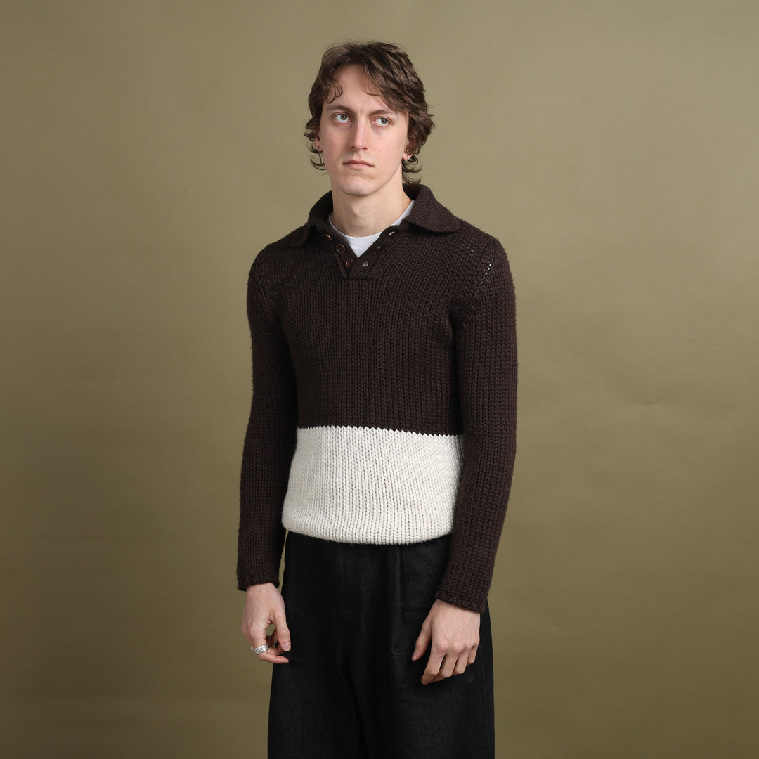 Dolce & Gabbana Rugby Jumper Brown & White Men's S