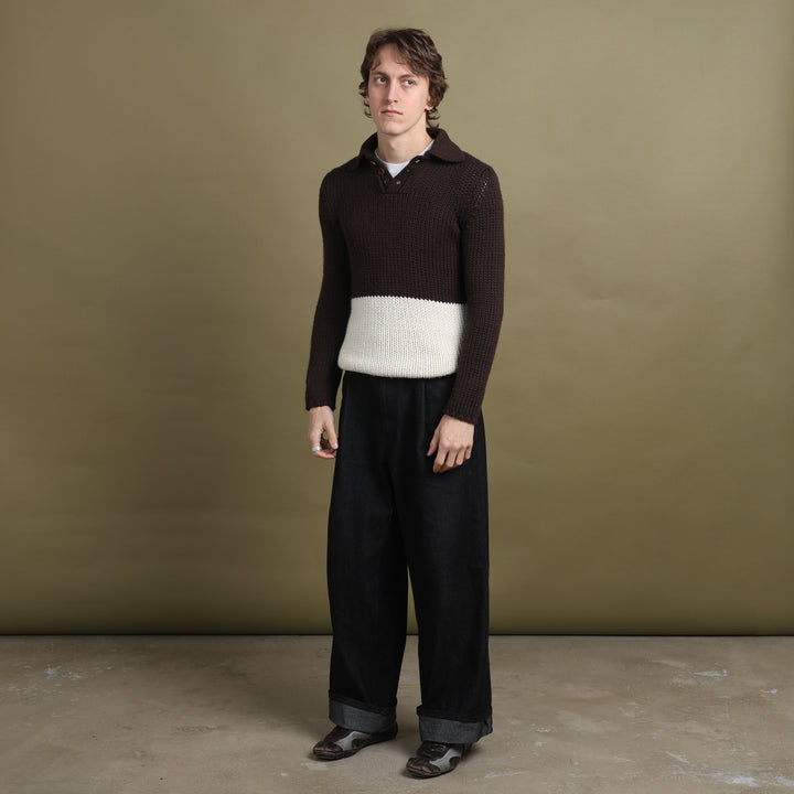 Dolce & Gabbana Rugby Jumper Brown & White Men's S