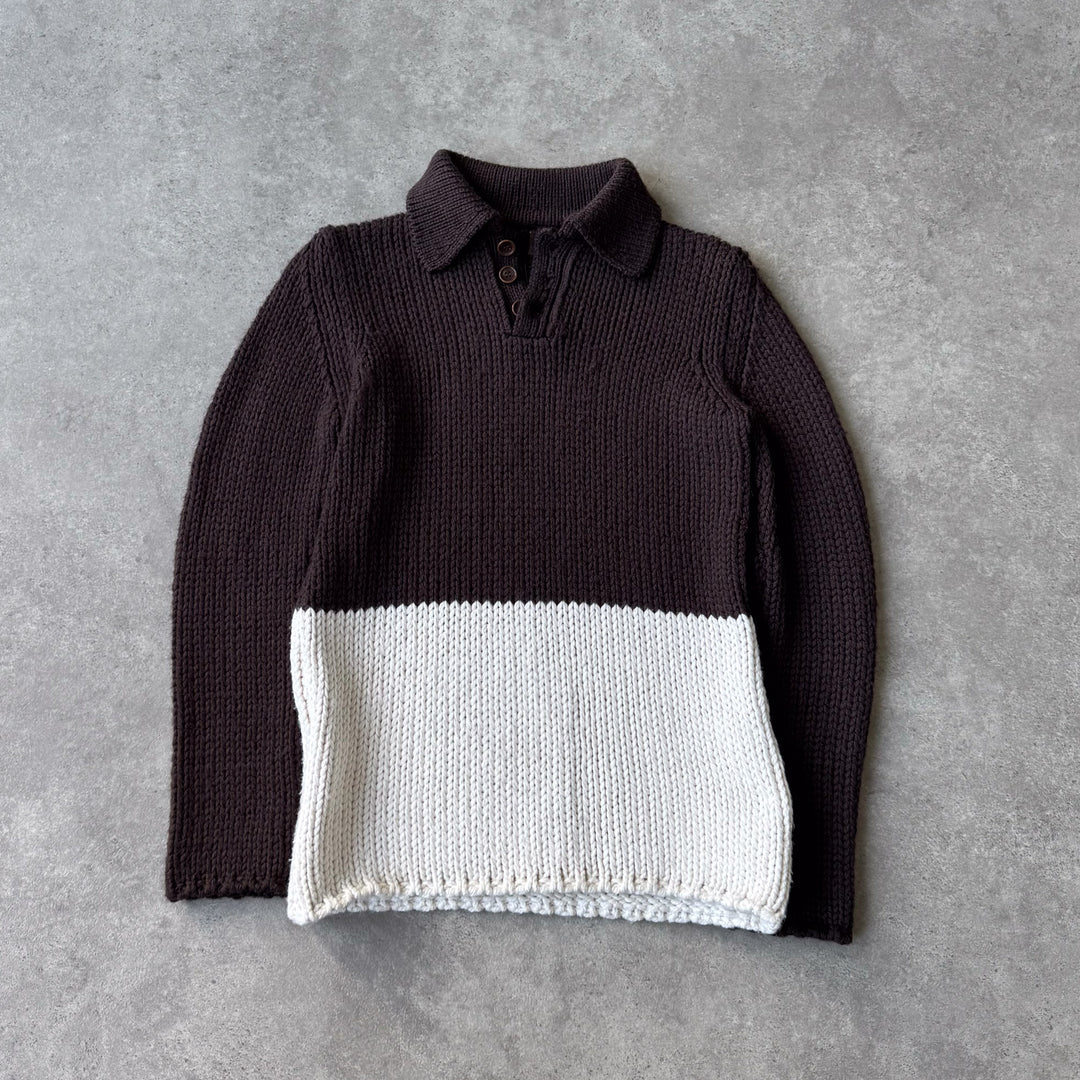 Dolce & Gabbana Rugby Jumper Brown & White Men's S