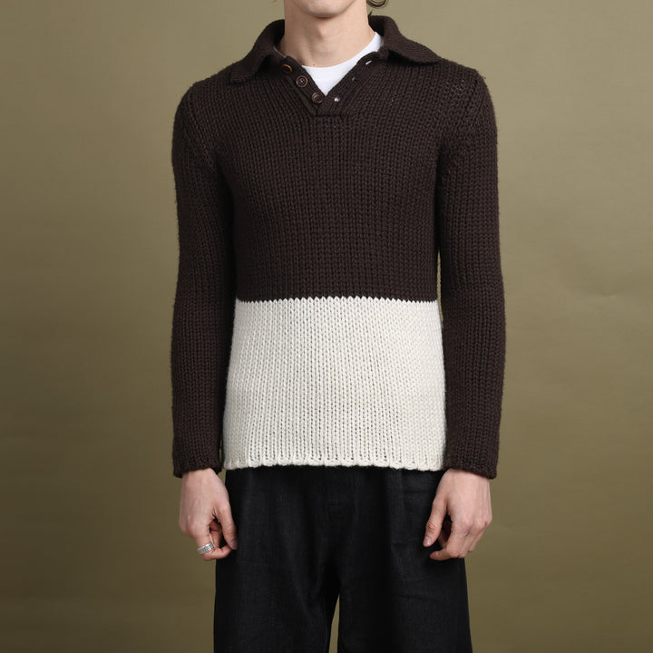 Dolce & Gabbana Rugby Jumper Brown & White Men's S