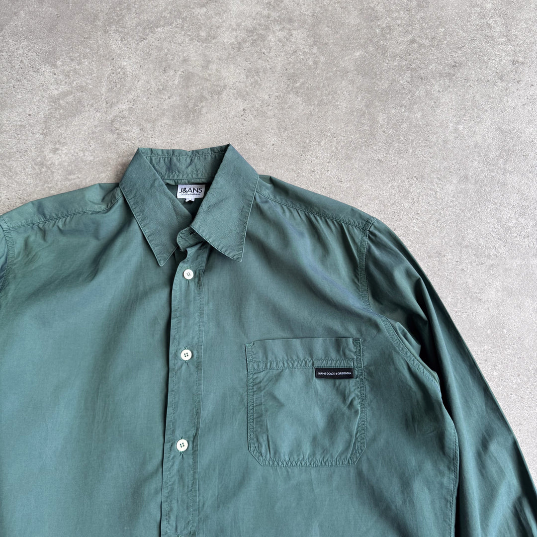 Dolce & Gabbana Dress Shirt Forest Green & Blue Men's M