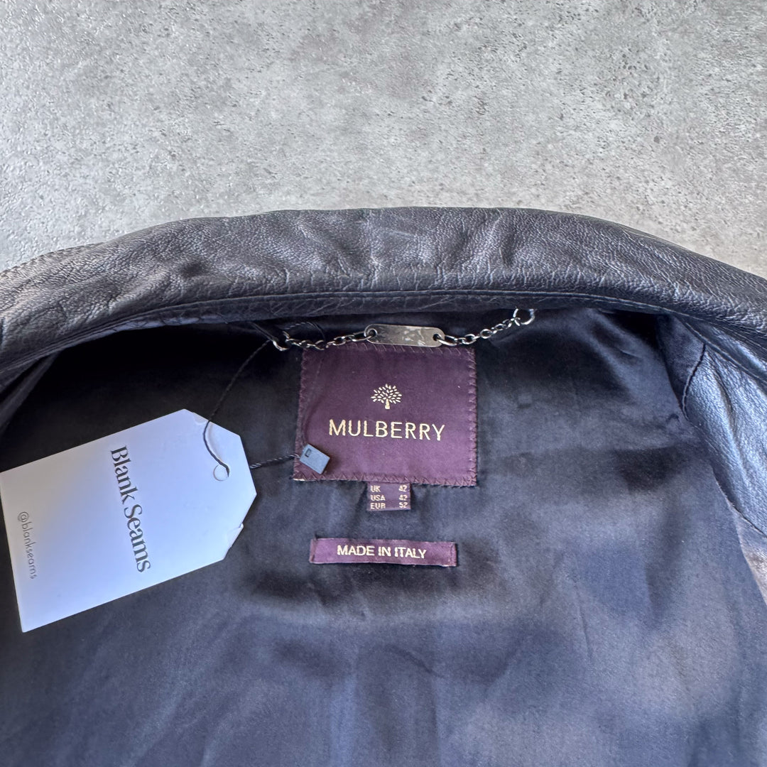 Mulberry Leather Bomber Jacket Black Men's L