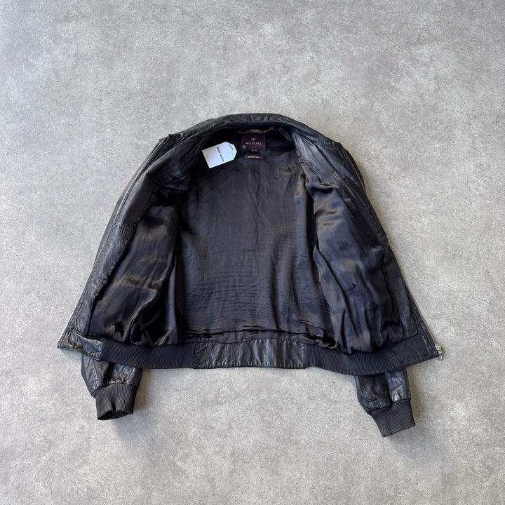 Mulberry Leather Bomber Jacket Black Men's L