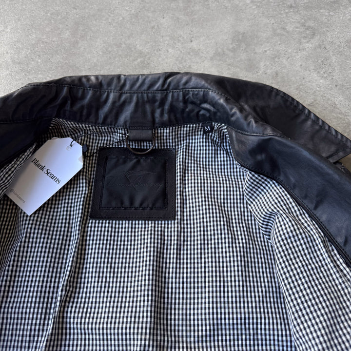Thomas Burberry Waxed Cotton Bomber Jacket Black Men's M